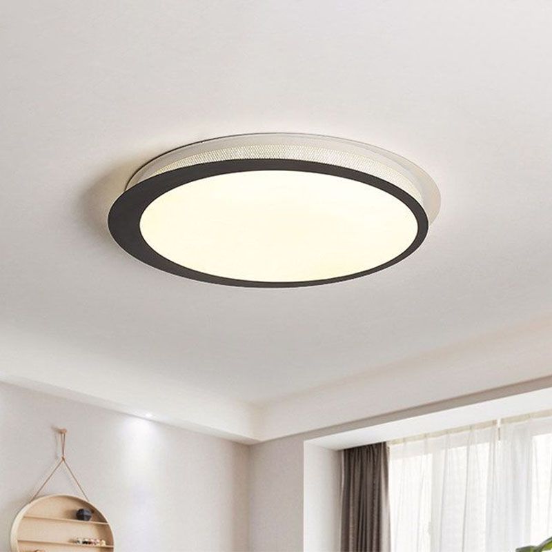 Round Metal Flush Light Artistic Black LED Flush Ceiling Light Fixture for Bedroom