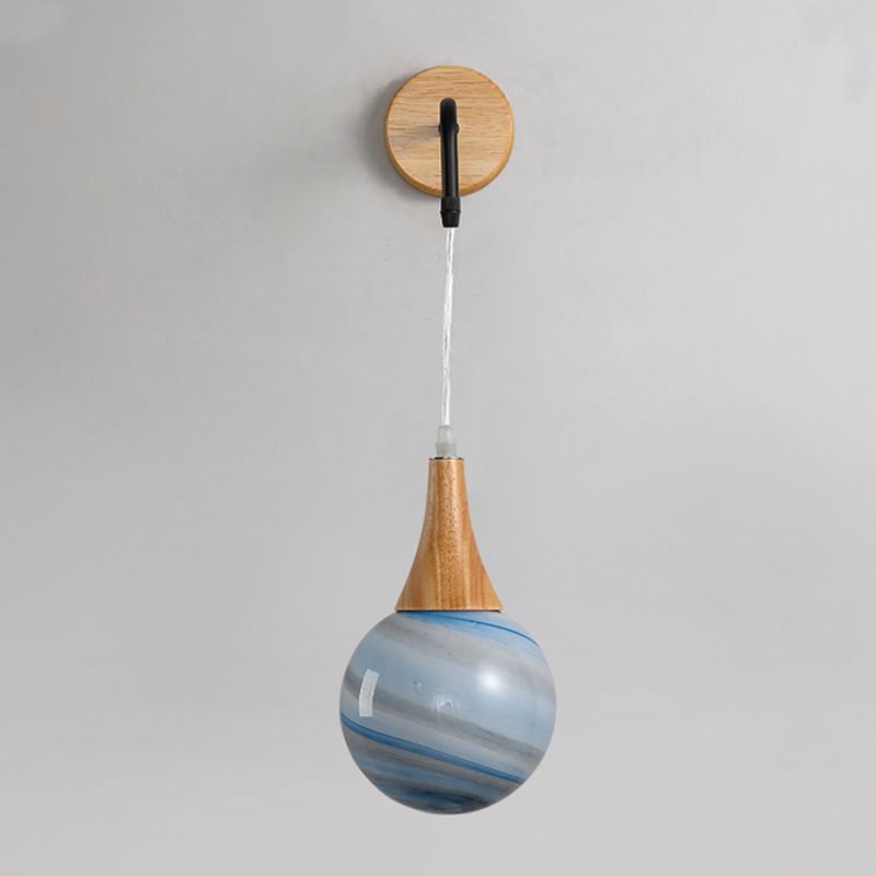Modern Style Ball Sconce Light Fixtures Wood 1 Light Wall Mounted Lighting