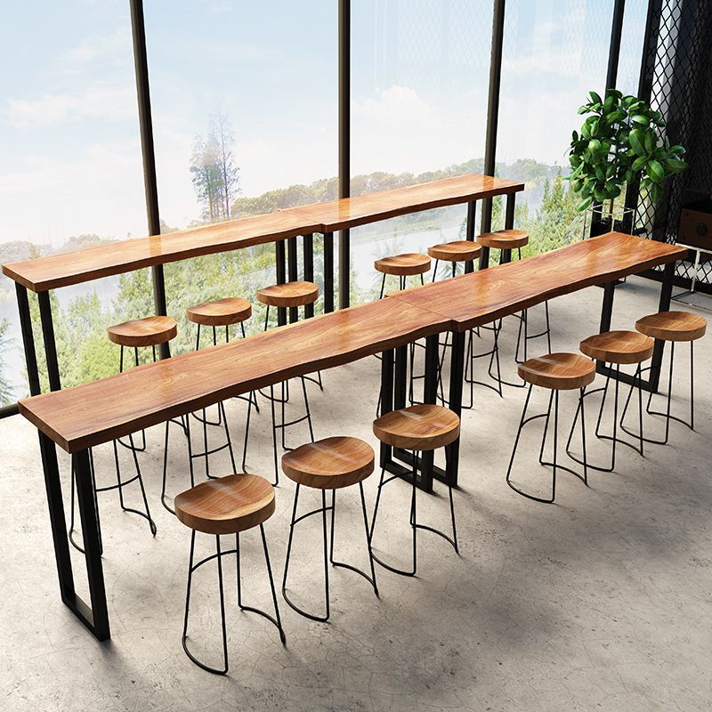 Industrial Style Rectangle Bar Table Pine Solid Wood Bar Dining Table