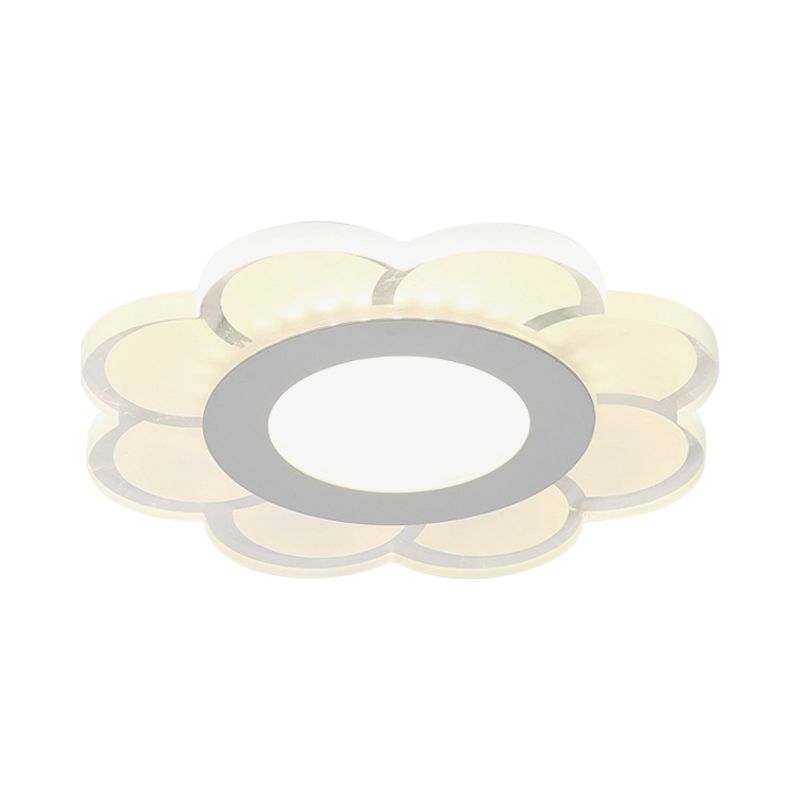 Ultrathin Hallway LED Ceiling Lamp Simplicity White Small Flush Mount Light with Floral/Square/Triangle Acrylic Shade