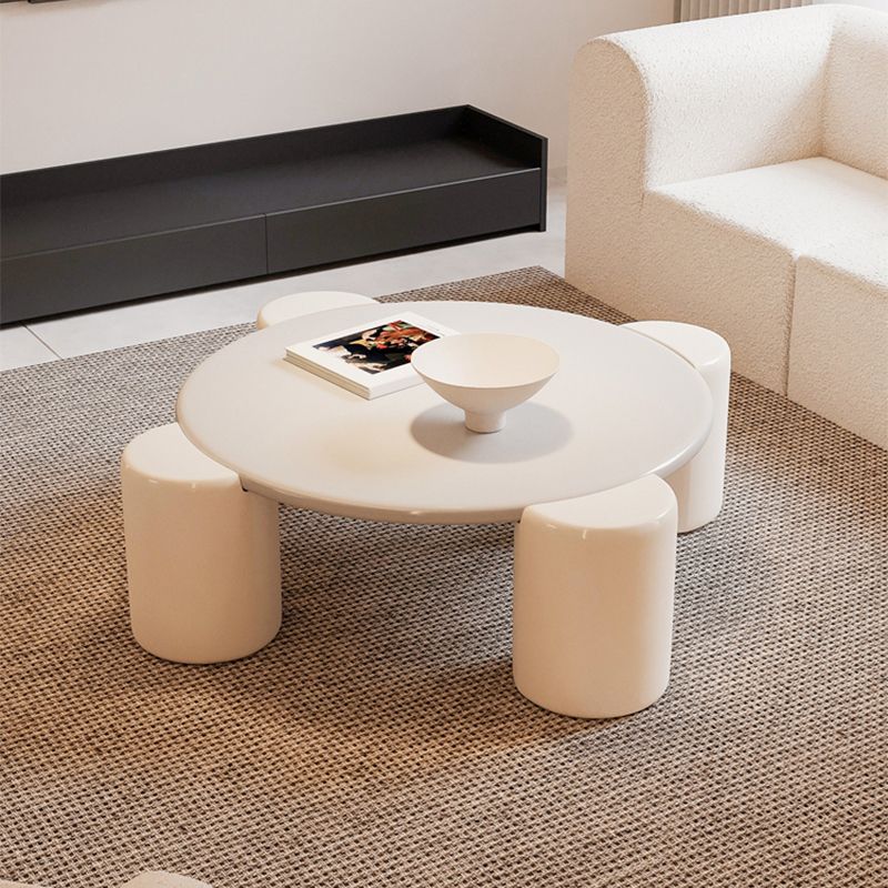 Modern Free-Form Coffee Table White Single Coffee Table with 4 Legs