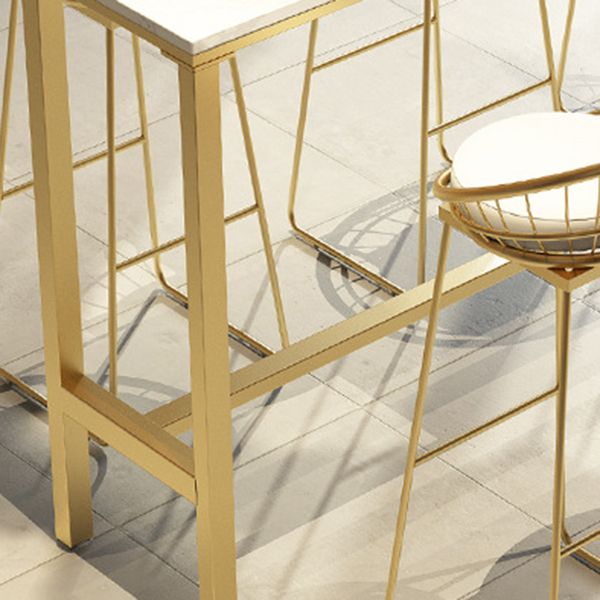 Rectangle Bar Table Set 1/7/9 Pcs Glam Bar Table and Stools with Metal Frame