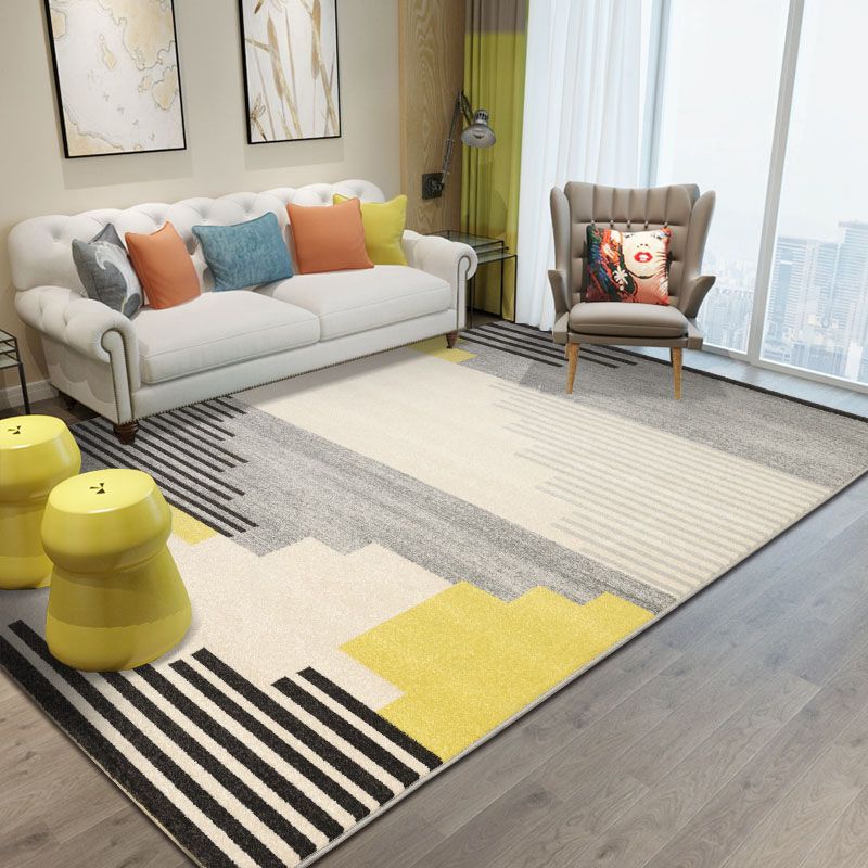 Multi Color Simple Rug Polypropylene Geometric Print Indoor Rug Anti-Slip Backing Pet Friendly Area Carpet for Living Room