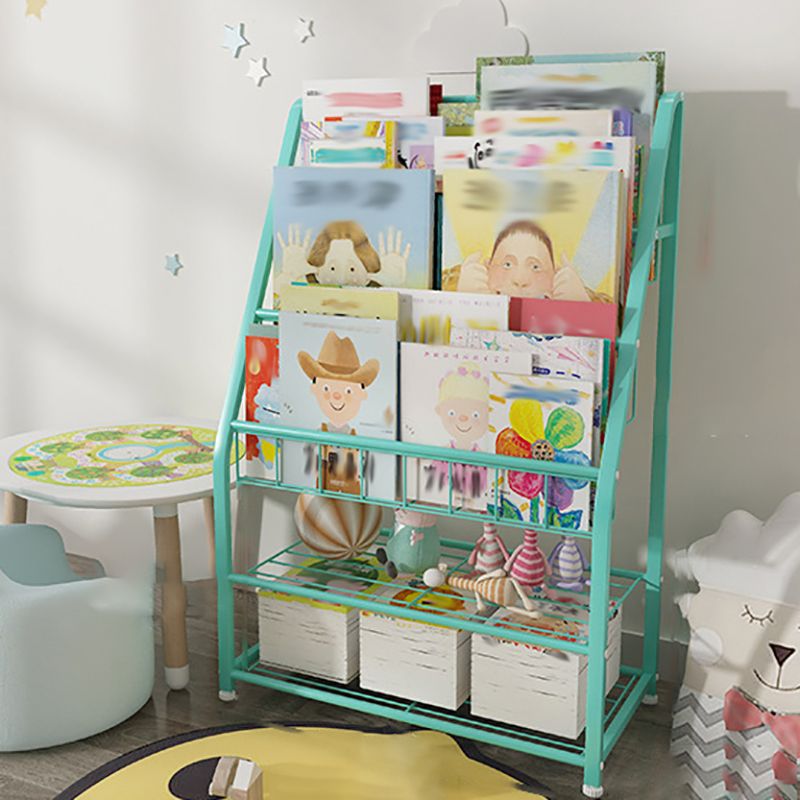 Scandinavian Ladder Bookshelf Metal Closed Back Bookcase with Shelves