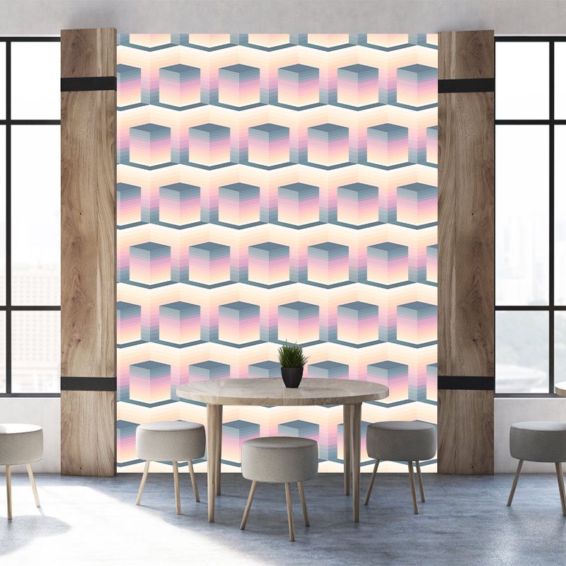 Geometric 3D Illusion Mural Wallpaper for Dining Room Wall Decor Multiple Sizes Available