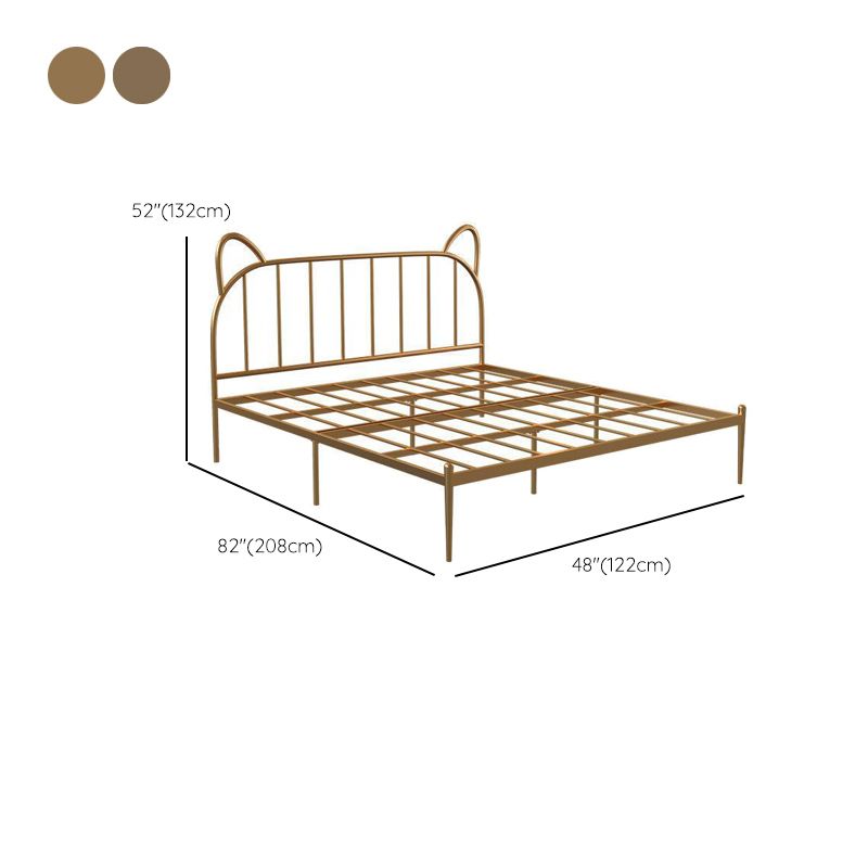 Metal Open-Frame Bed Solid Color Slat Bed With Custom Gold Legs for Home