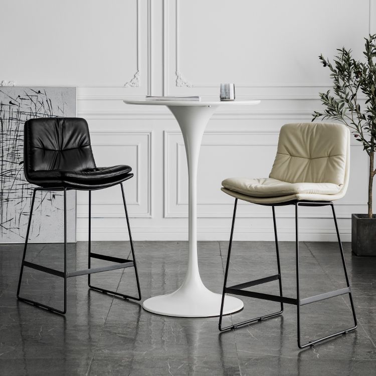 Scandinavian Low Back Home Stool Matte Finish Upholstered Bar Stools