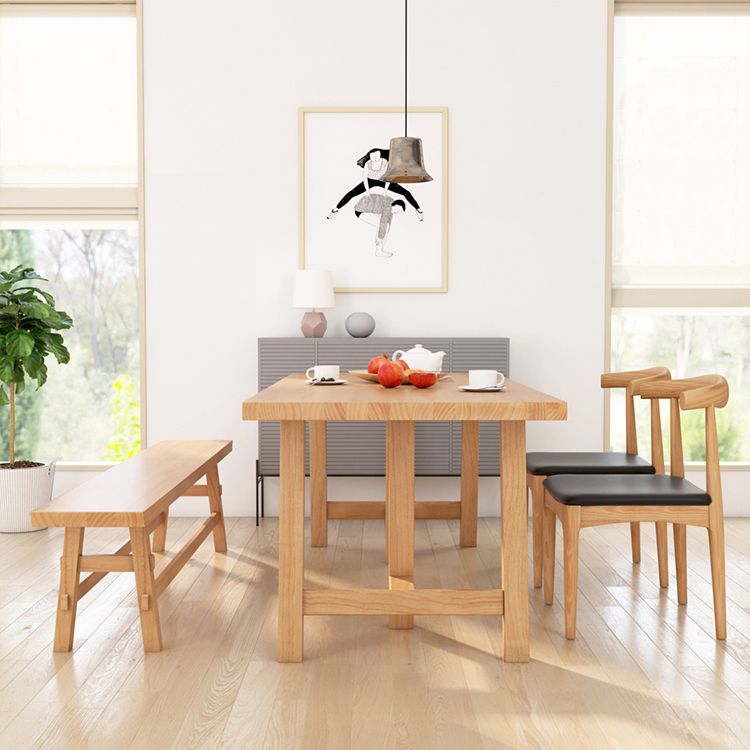 Modern Pine Solid Wood Table Rectangle Dining Table with Double Pedestal