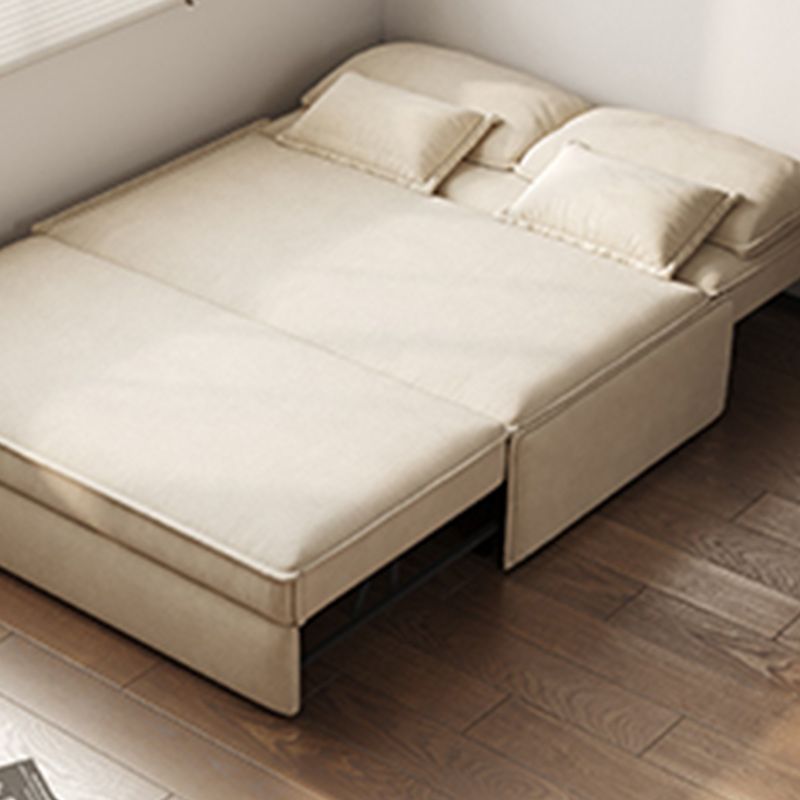 32" Wide Scandinavian Futon Sofa Bed Leather White Futon Sleeper Sofa without Stroage