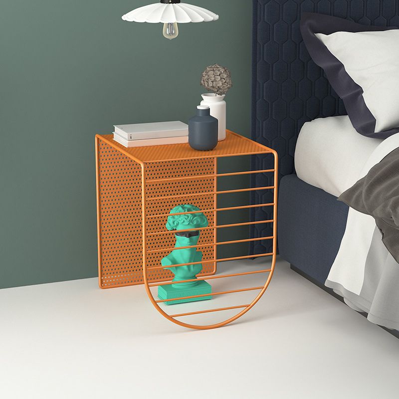 Mid-Century Modern Square Coffee Table with Iron Top and Iron Base