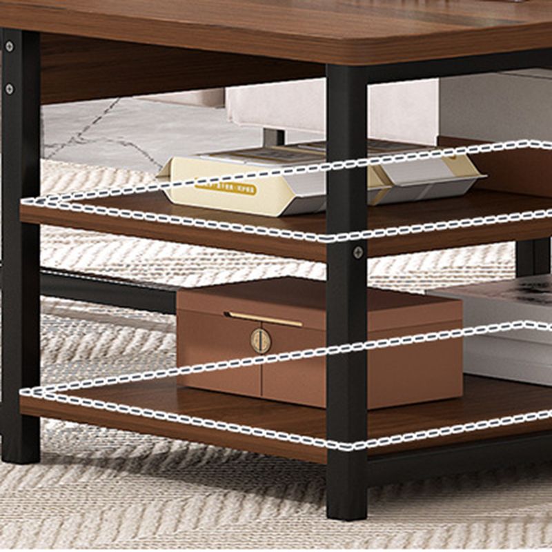 23.6" D Modern Rectangular Coffee Cocktail Table with 2-Shelf