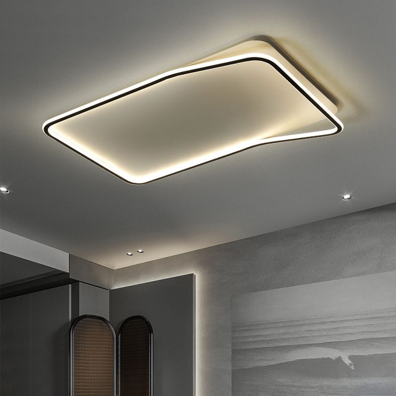 Geometric Black Flush Mount Ceiling Light Fixture Modern Style Metal Led Flush Ceiling Lights