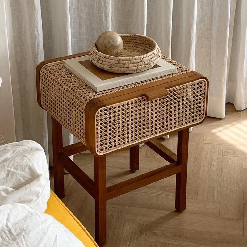 23.42-inch Wood End Table Storage Side Table for Living Room