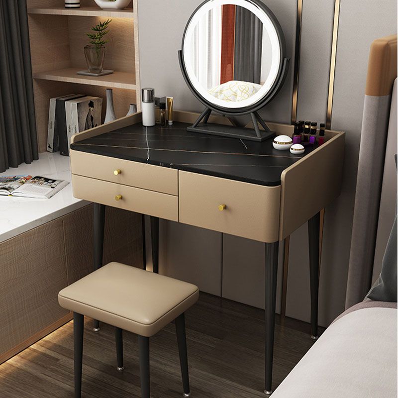 Contemporary Wooden Vanity Dressing Table Slate Top Makeup Vanity Set