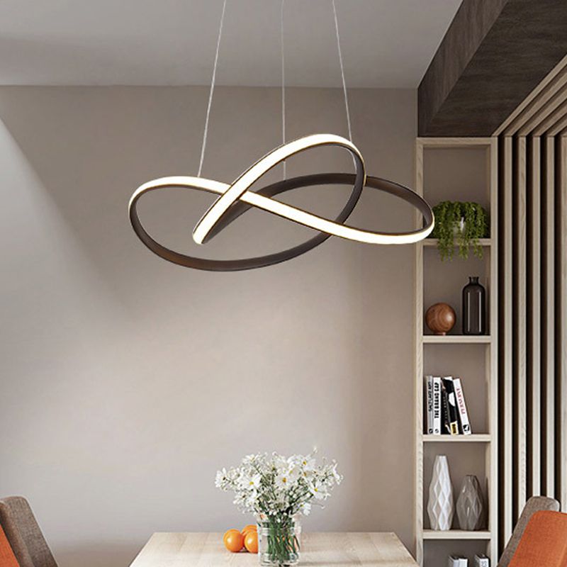 Acrylnahe Kurve hängende Kronleuchter leichter moderner Kaffee -LED -Leuchte -Leuchte, warmes/weißes Licht