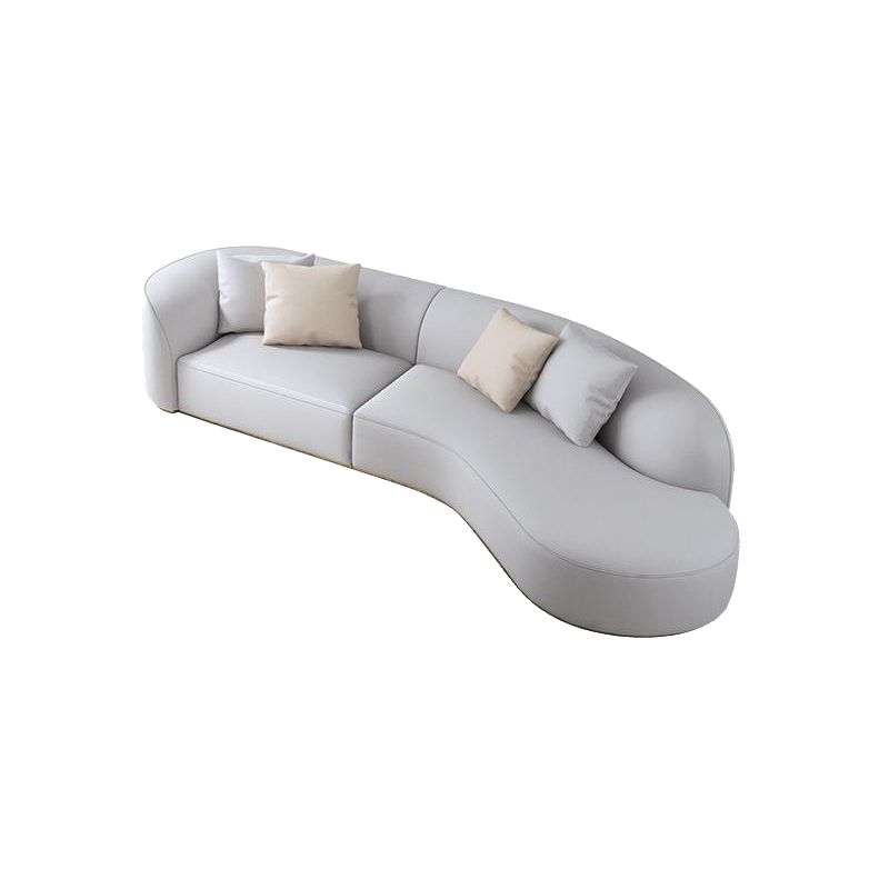 Glam Sectional Sofa White Curved Corner Sleeper Sectional with 3 Pillows