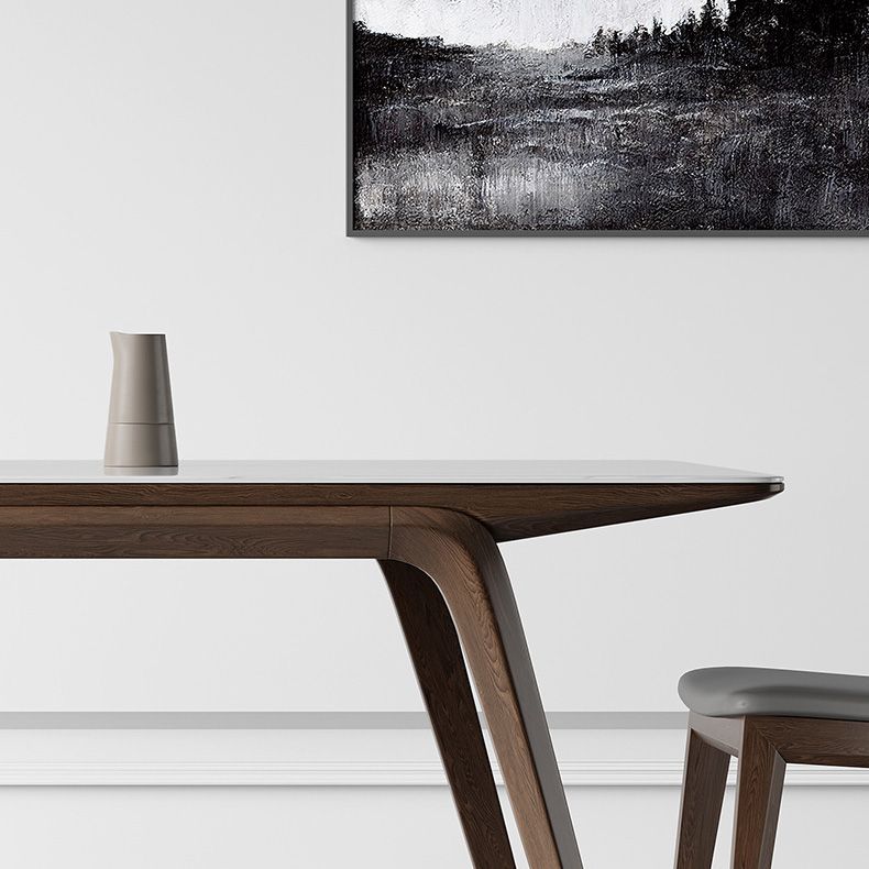 Modern Stone Rectangle Dining Table 4 Legs Table for Kitchen