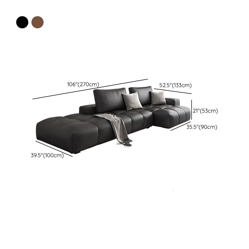 Faux Leather Pillow Back Sectional Brown/Black 106.29" Wide Sectional