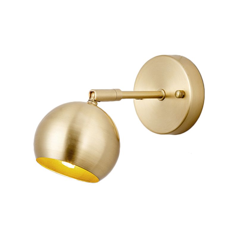 1/2/3-Bulb LED Dome Wall Sconce Traditional Brass Metal Vanity Wall Light Fixture for Bathroom