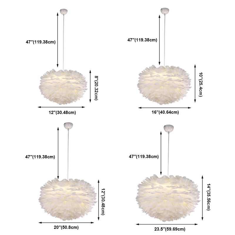 Lumo a pendente a pendente di piuma a LED a LED a LED moderna moderna per camera da letto