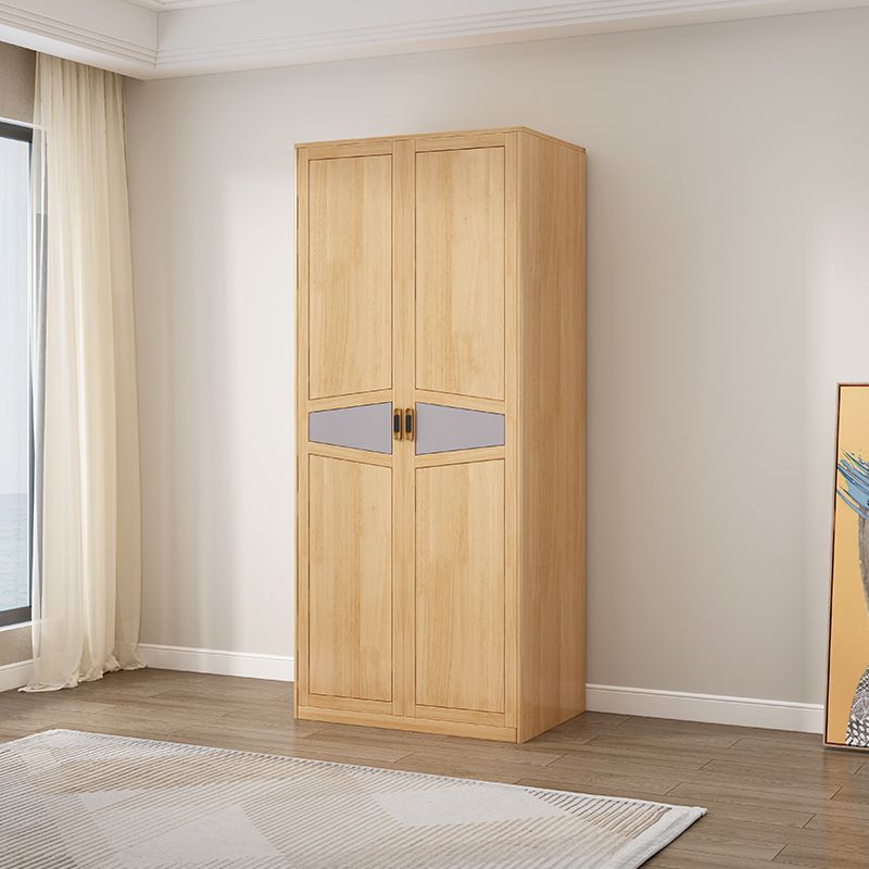 Freestanding Solid Wood Frame Wardrobe Traditional Wardrobe with Shelves