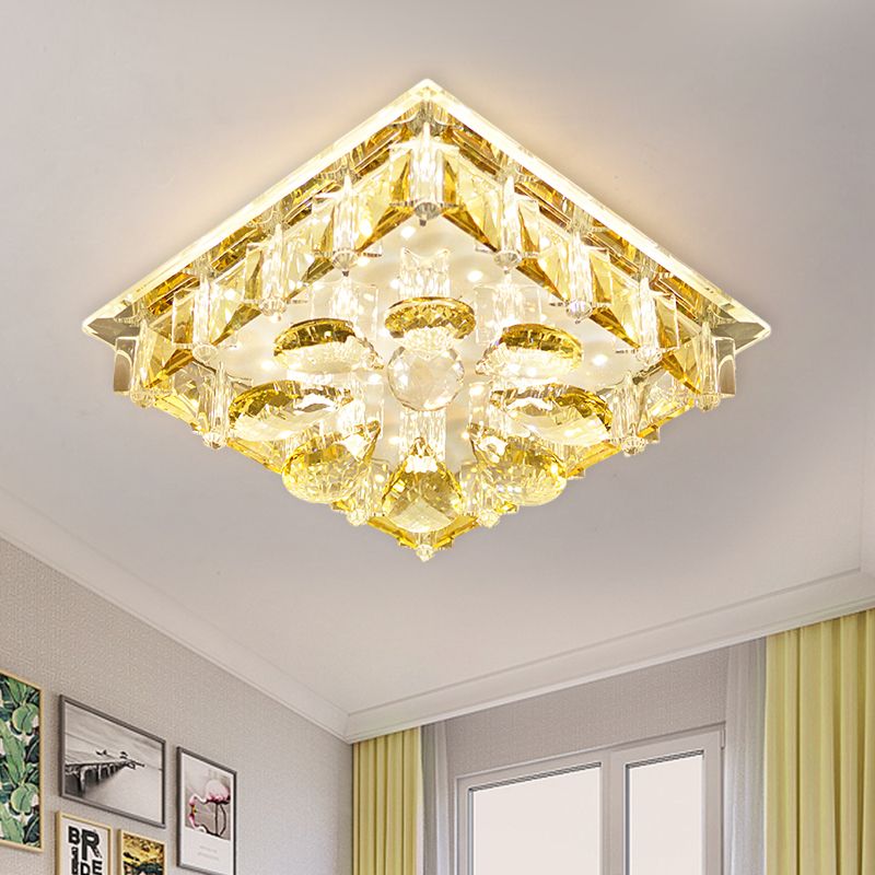 Ambre Crystal Flushmount Ceiling Lamp LED Lueur de lumière contemporaine pour escaliers dans une lumière chaude / blanche / multicColor