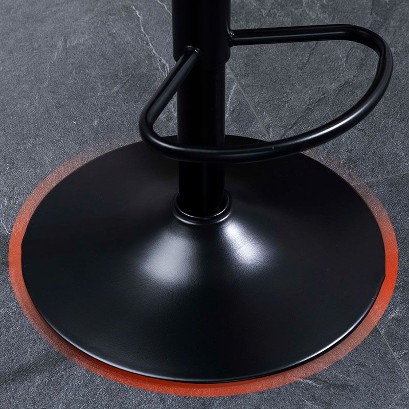 Glam Style Faux Leather Bar Stools Swivel Adjustable Height Bar Stool with Black Base