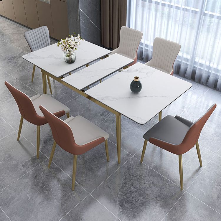 Glam Scalable Dinette Set 1/4/7 Pieces Rectangle Dining Table Set with Sintered Stone Top