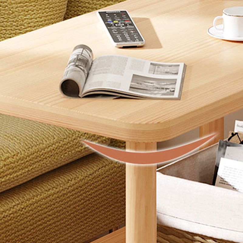 Modern Rectangular Corner Table Double Tier Wood Side End Table