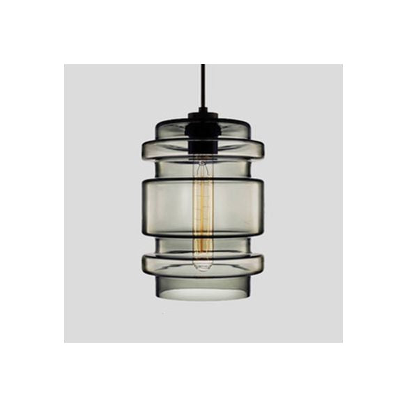 Lampe suspendue cylindrique Verre de simplicité 1 rose clair / jaune / bleu plafond plafond