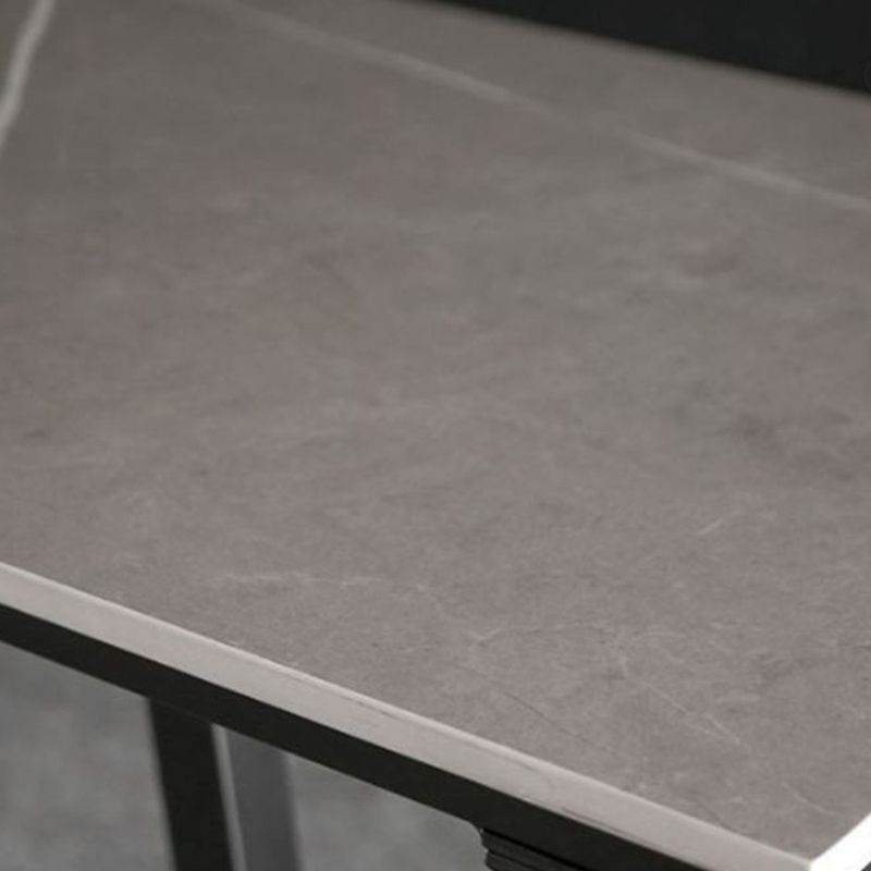 Contemporary Rectangle Bar Height Table Iron and Stone Indoor Bar Dining Table