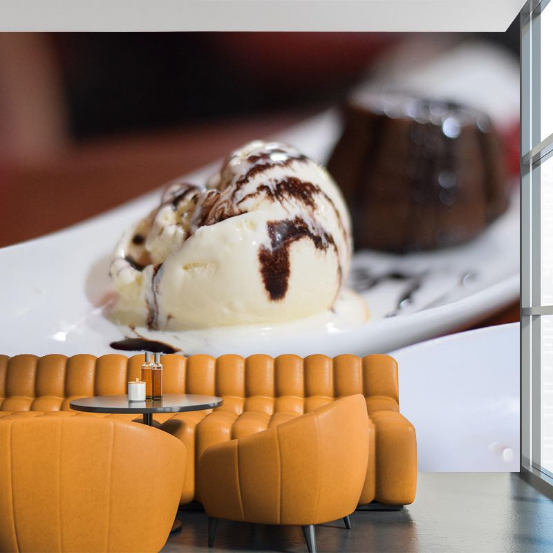 Modern Dessert Shop Wall Mural Decor with Ice Cream Painting Eco-friendly for Decoration