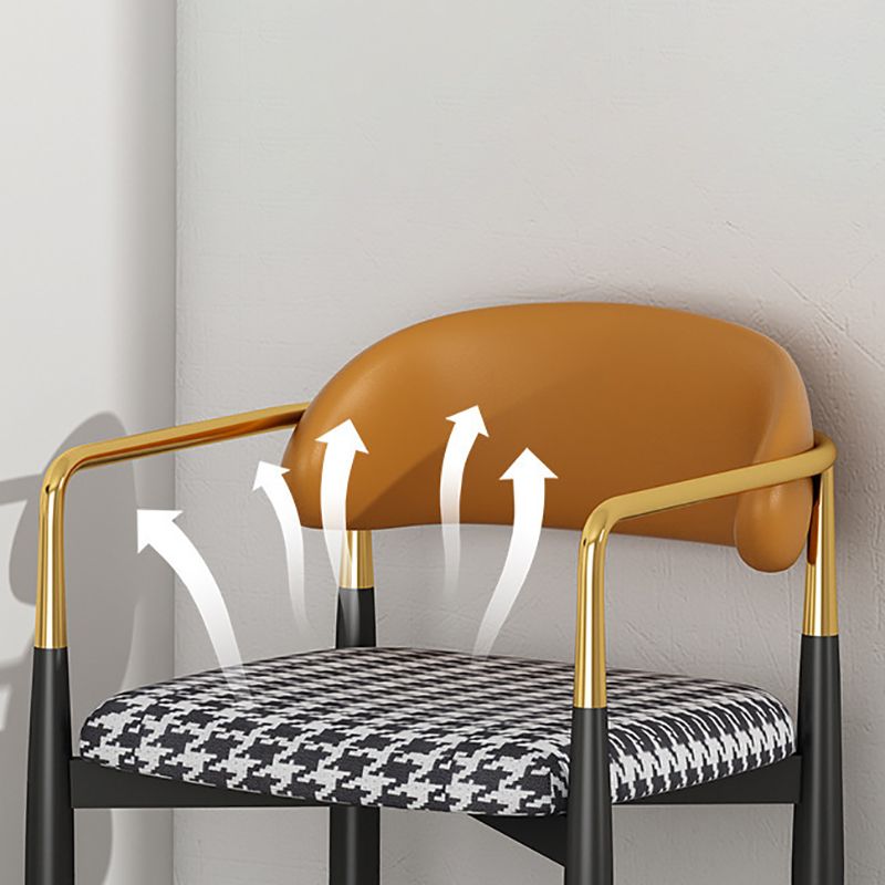 Modern Kitchen Dining Side Chair Metal Open Back Dining Arm Chair