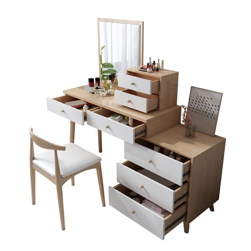 Bedroom Make-up Vanity in Natural Nordic Engineered Wood Dresser