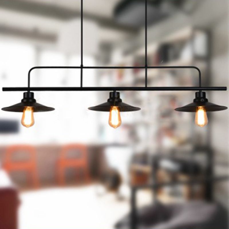 Metal 3 Lights Island Pendant Lighting Flared Industrial Island Light Fixtures for Dining Room