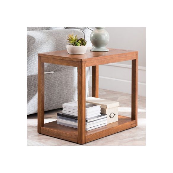Ashwood Double Tier End Table Contemporary Rectangular Side Table for Living Room