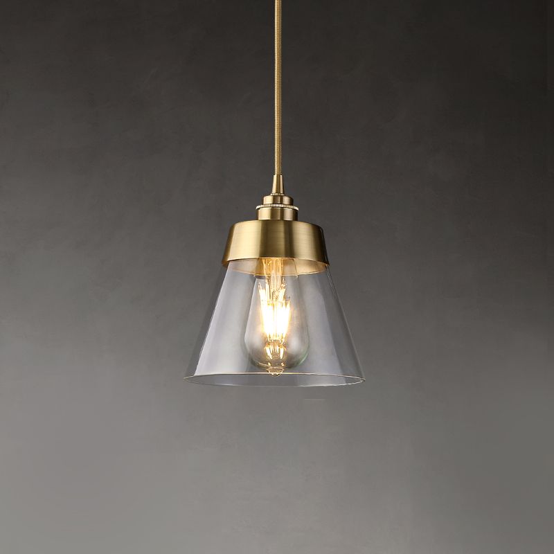 Glazen bronzen hangende lamp in moderne luxe stijl koper afgeknotte kegel hanger licht voor eetkamer