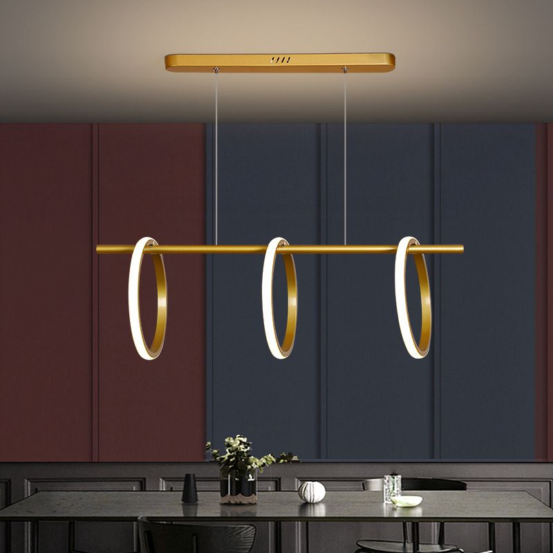 Modern Minimalism Linear Island Pendant Lighting LED Metal  Ring Island Ceiling Light for Living Room