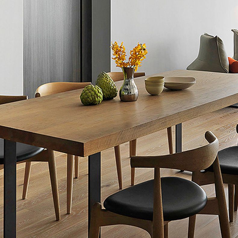 Solid Wood Top Dining Table Rectangle Wood Table with Sled Base