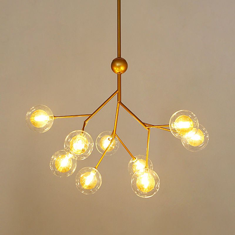 Simplicity LED Chandelier Lamp Bubble Pendant Lighting with Dual Glass Shade for Living Room