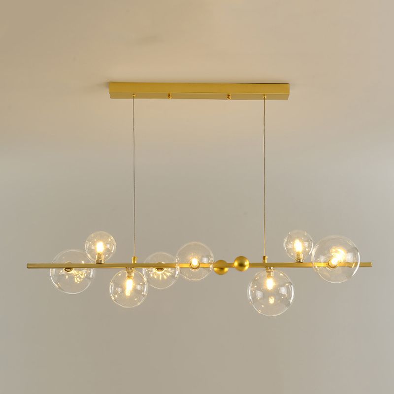 Glass Globe Island Pendant Modern 8-Lights Island Lighting for Dining Room