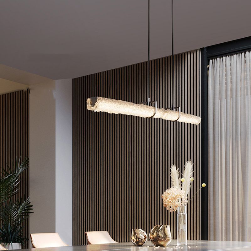 Light Luxury Glass Hanging Lamp Cylinder Shape Island Light Fixture for Dining Table
