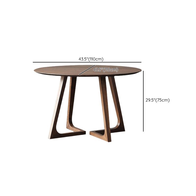 Round Double Pedestal Dining Table Modern Rubber Wood Table for Kitchen