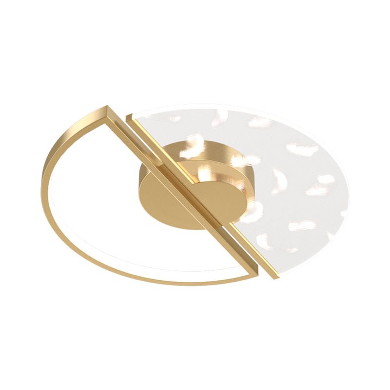 Modern Creative LED Feather Flush Mount Aluminium Circular Ceiling Fixture with Acrylic Shade