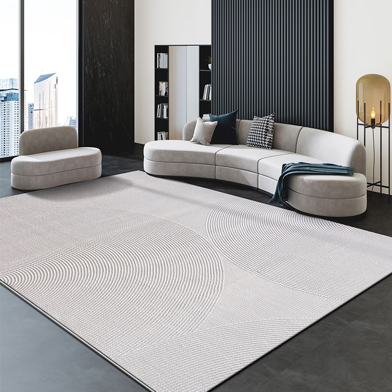 Grey Living Room Area Carpet Pure Color Polyester Area Rug Easy Care Washable Rug