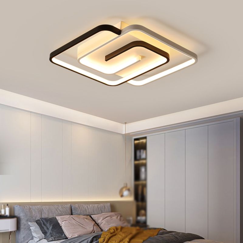 LED Modern Metal Flush Mount Linear Shape Ceiling Light with Acrylic Shade for Bedroom