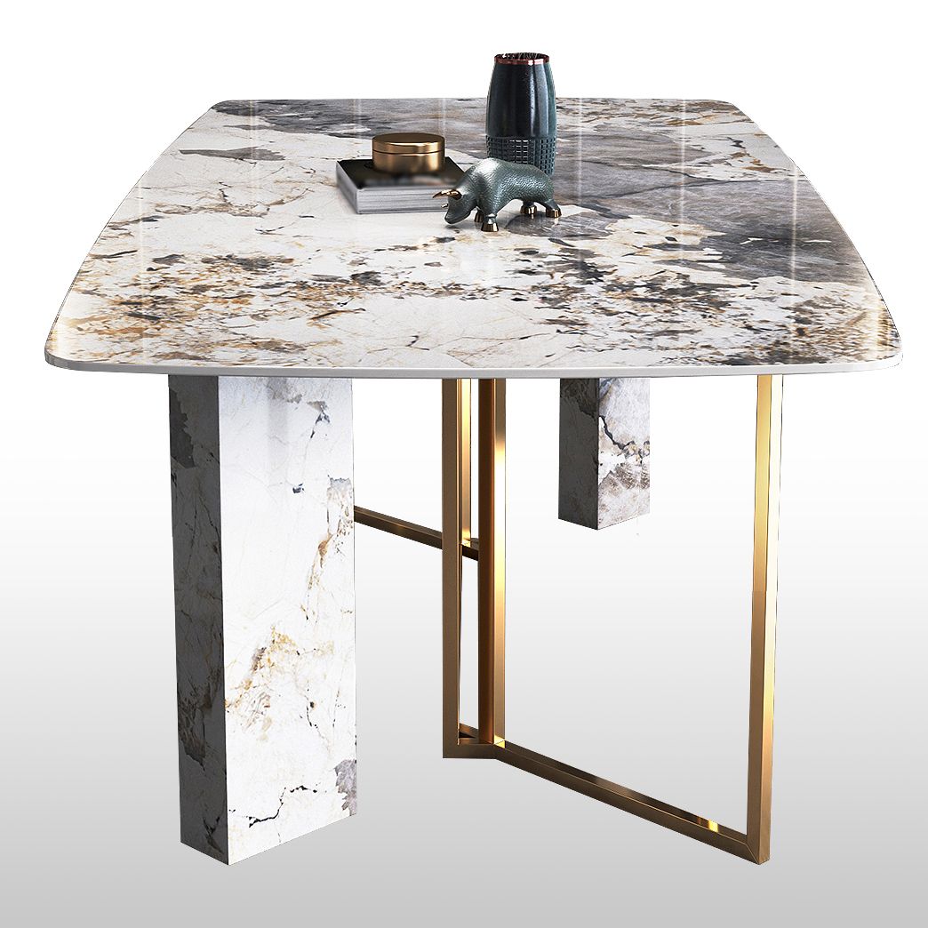 Glam Style 1/4/5/6/7 Pièces Ensemble de restauration Rectangle Ensemble de table à manger en pierre fritté