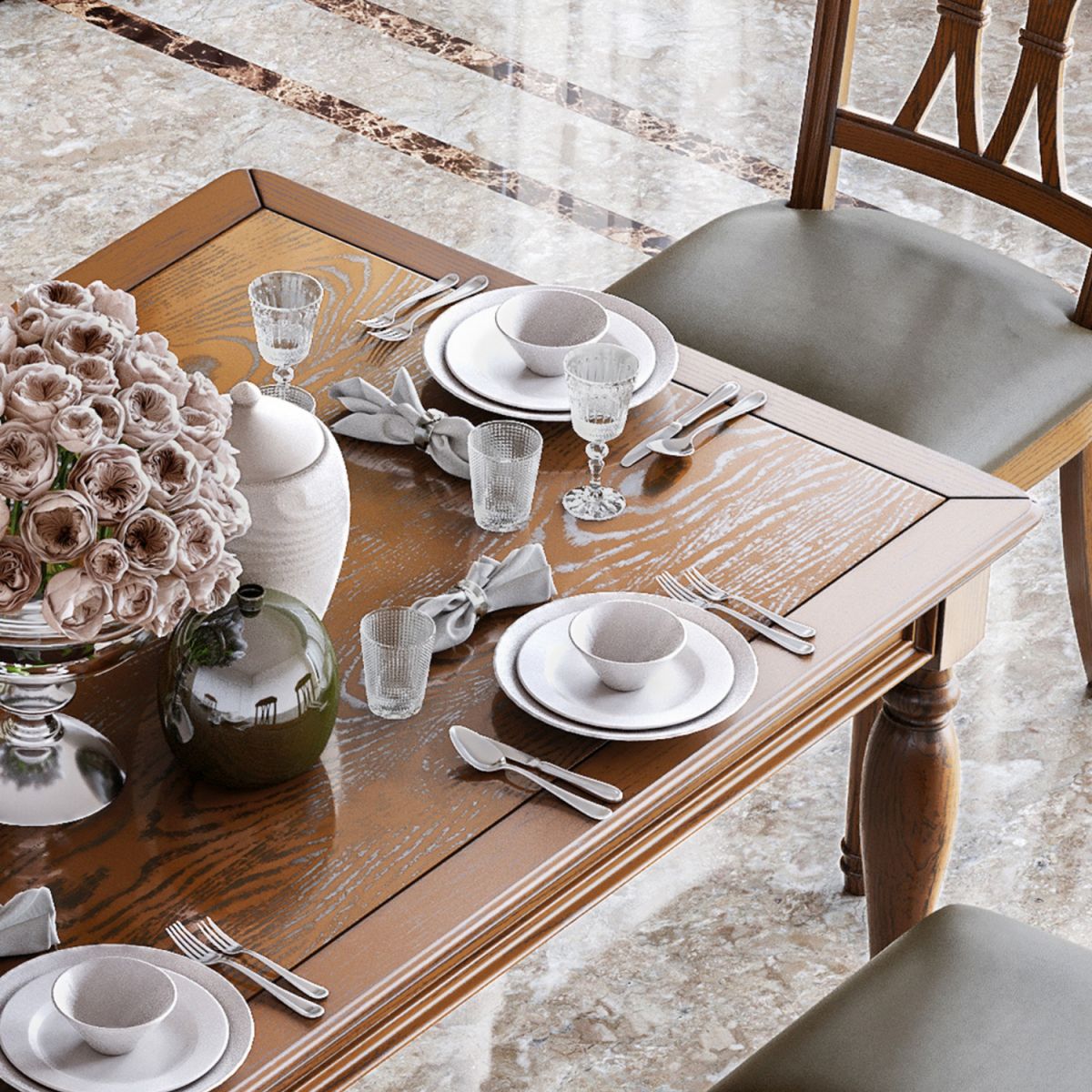 Traditional Solid Wood Dining Set Standard Height with Rectangle Top Dining¬†Room¬†Set