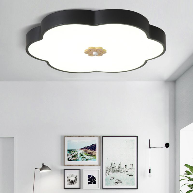 12"/16" Durchmesser Blumen-Unterputzleuchte Moderne LED-Deckenleuchte aus Metall in Schwarz/Weiß mit Acryldiffusor