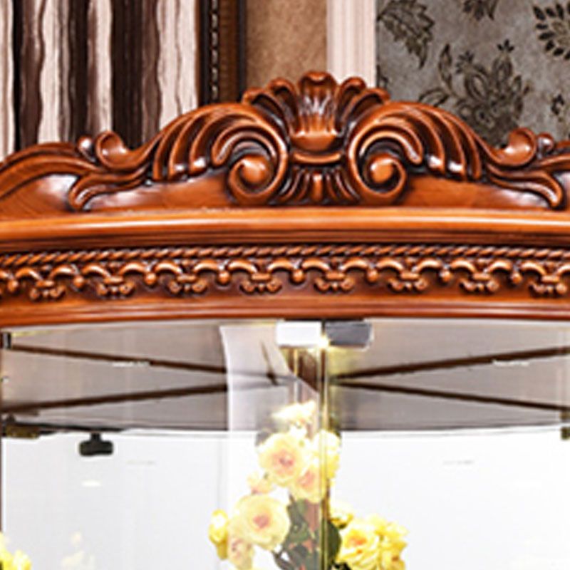 Glass Paned Solid Wood Rustic Knobs Accent Cabinet with Doors